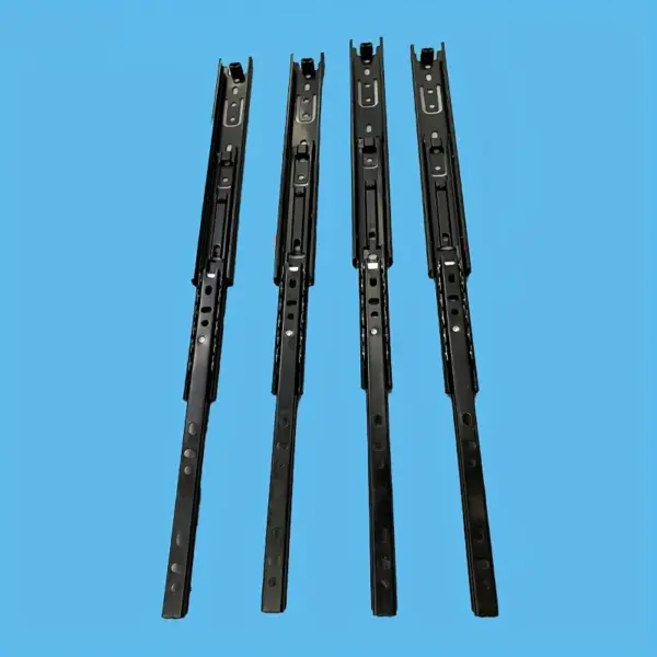 A pair of 3-fold full-extension drawer slides black side-mounted silent closing ball bearing slides suitable for cabinets drawer