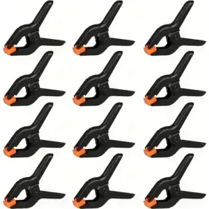 12pcs Heavy-Duty Plastic Spring Clips | 3-Inch Mini Background Clamps for Crafts, Woodworking & Photography Studio