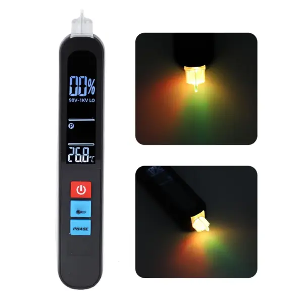 AVX1 Rechargeable Non-Contact Voltage Tester for Three-Phase Systems Rotation Indicator L R Mode 3x/sec Sampling