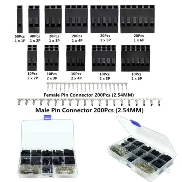 620Pcs,Dupont Connector 2.54mm, Dupont Cable Jumper Wire Pin Header Housing Kit, Male Crimp Pins+Female Pin Terminal Connector