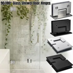 90°/180° Stainless Steel Glass Hinges Heavy Duty Glass Bracket Clamp Bathroom Shower Door Support Clip for Wall / Glass-to-Glass