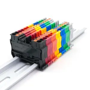 100Pcs DIN Rail Terminal Block PT2.5 2.5mm² Push-in Quick Wiring with Spring Cage Compact Industrial Electrical Connector