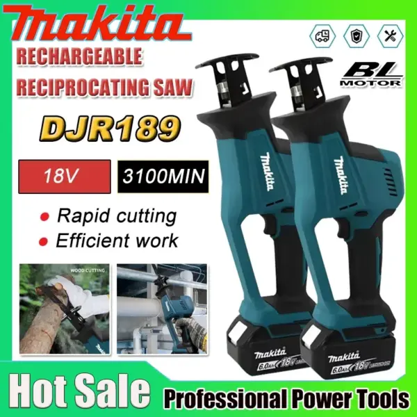 Makita DJR189 18V Cordless Electric Reciprocating Saw Brushless Rechargeable Wood Metal Cutting Saw Portable Saw Power Tool