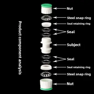 1216 PEX-Aluminum Pipe Fittings for Solar Heaters - 1/2" Quick-Connect Valves, Tees, Elbows & Straights with Male/Female Thread