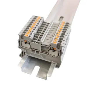 10Pcs PT-1.5 Push-In DIN Rail Terminal Block Quick Screw-Free 1.5mm² Wire Electrical Connector Strips for Electronics