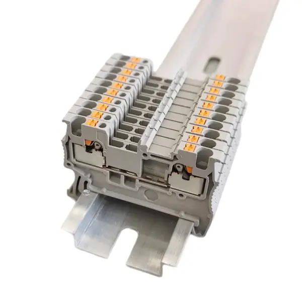 10Pcs PT-1.5 Push-In DIN Rail Terminal Block Quick Screw-Free 1.5mm² Wire Electrical Connector Strips for Electronics