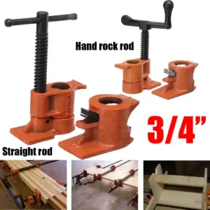 1 Set 3/4 Inch Heavy Duty Pipe Clamp for Woodworking Wood Gluing Pipe Clamp Steel Cast Iron Pipe Fixture Carpenter Hand Tool