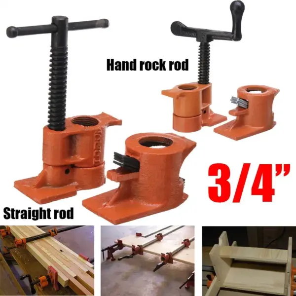 1 Set 3/4 Inch Heavy Duty Pipe Clamp for Woodworking Wood Gluing Pipe Clamp Steel Cast Iron Pipe Fixture Carpenter Hand Tool