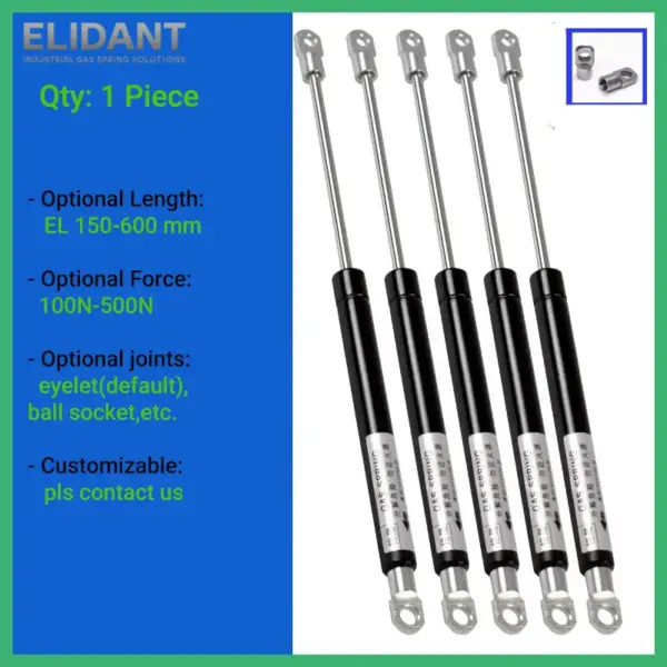 1PC 100-500N 150-600mm Universal Gas Strut Gas Spring Lift Support with Steel Eye Ends for Bed Sofa Storage Box Hatch Lid