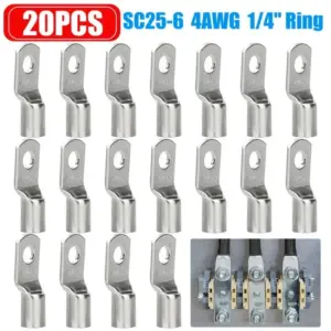 20/40pcs SC25-6 Type Lugs Ring Cable Connector Crimp Wire Connector SC Type Wire Nose Terminal Electrical M6 Terminals for Cable
