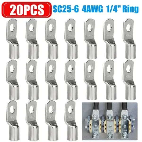 20/40pcs SC25-6 Type Lugs Ring Cable Connector Crimp Wire Connector SC Type Wire Nose Terminal Electrical M6 Terminals for Cable