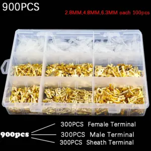 Box Insulated Male Female Wire Connector 2.8/4.8/6.3mm Electrical Crimp Terminals Termin Spade Connectors Assorted Kit