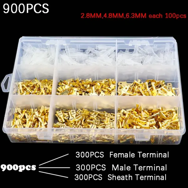 Box Insulated Male Female Wire Connector 2.8/4.8/6.3mm Electrical Crimp Terminals Termin Spade Connectors Assorted Kit