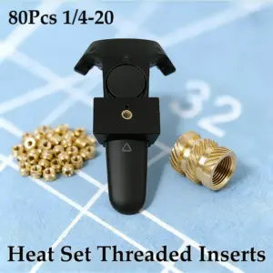 80Pcs 1/4" Heat-Set Threaded Inserts 1/4"-20mm Brass Knurled UNC Nuts for Plastic 3D Printing Injection Molding Press Thread Nut