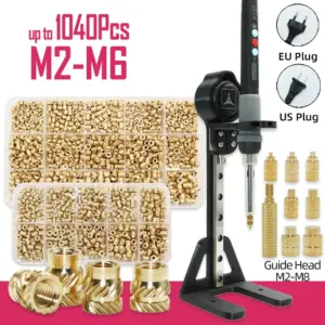 Heat Set Insert Press Tool Kit Soldering Iron Tip Brass Threaded Insertion Hot Melt Nut Embedded M2 M3 M6 M8 Printing 3D inserts