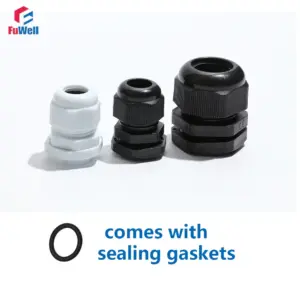 Fuwell Waterproof Cable Gland Cable Entry IP68 PG 7 9 11 13.5 16 19 21 25 29 36 42 48 63 White/Black Nylon Plastic Connector