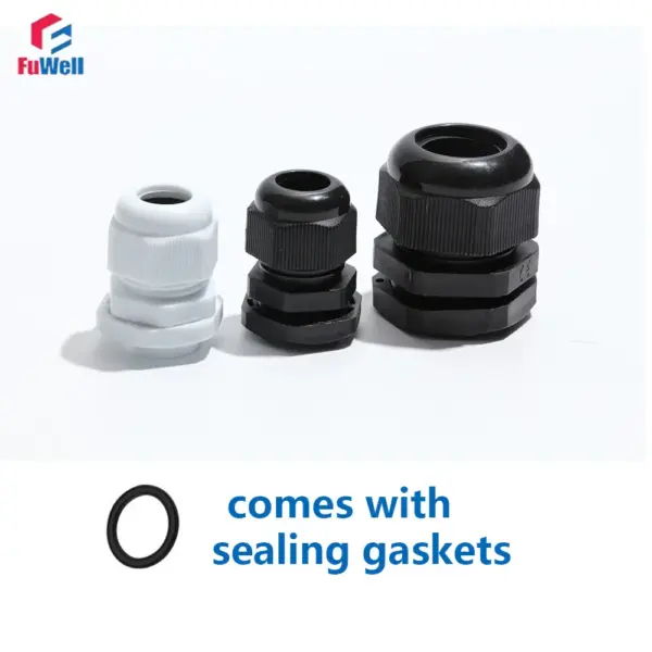 Fuwell Waterproof Cable Gland Cable Entry IP68 PG 7 9 11 13.5 16 19 21 25 29 36 42 48 63 White/Black Nylon Plastic Connector