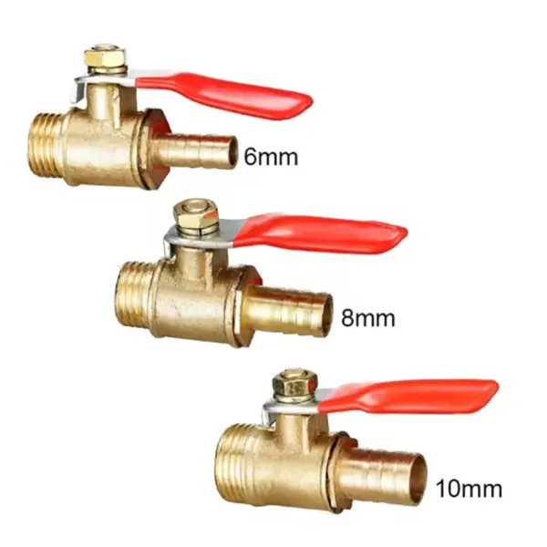 Brass 6/8/10/12mm Red Lever Handle Ball Valve Hose Barb 1/4" 3/8" 1/2" BSP Male Thread Connector Pipe Fitting Coupler Adapter