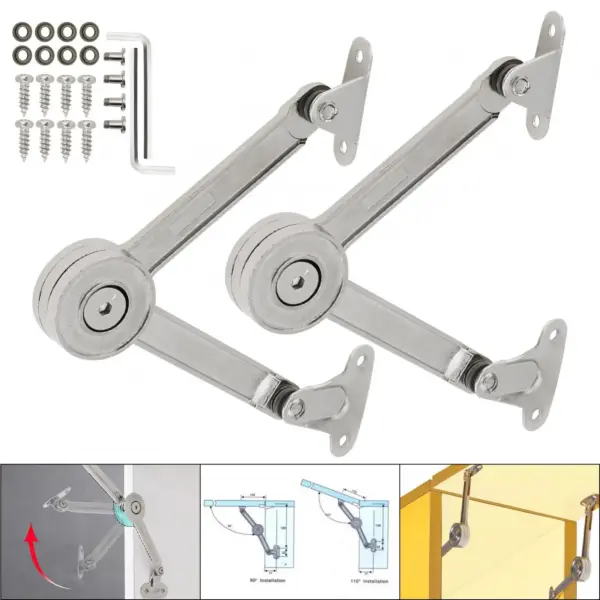 Heavy Duty Folding Lid Support Hinge 75/90/110 degree Opening Door Angle Flap Lid Fupport Lid Stay Hinges for Cabinet / Closet