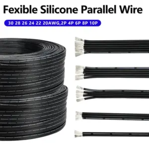 3/5/10M Black Soft Silicone Parallel Wire 30AWG-20AWG Multi core 2P/3P/4P/5P/6P/8P/10P Super Fexible Heat-resistant Copper Cable