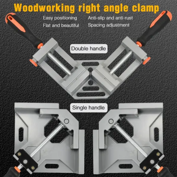 Aluminum Single/Double  Handle 90 Degree Right Angle Clamp Angle Clamp Woodworking Photo Frame Clip Right Angle Folder Tool