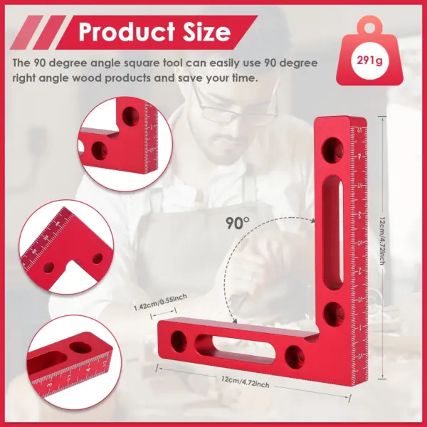 AT19-2 Pcs Aluminium Alloy 90 Degree Positioning Squares Right Angle Clamps Woodworking Carpenter Tool Corner Clamping Square