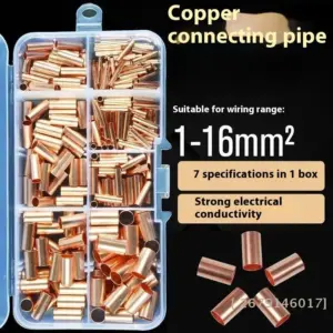 【YY26】125/250/414/578Pcs Non Insulated Electrical Butt Terminal Assortment Kit Wire Ferrules Set 7 Size Copper Crimp Connector