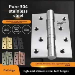 Heavy Duty Stainless Steel Door Hinge 3mm Thick Load Bearing 4 Inch Bearings Mute for Room Doors Gemel Furniture Hardware