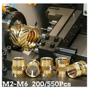 200/550Pcs Premium Brass Heat Set Inserts M2 M3 M4 M5 M6 Double Knurled Threaded Inserts Nuts for 3D Printing Plastic Components