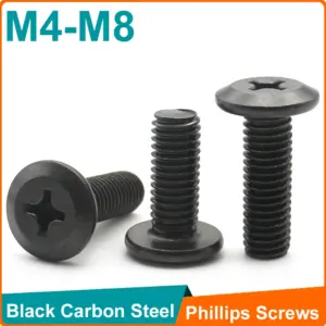 M4 M5 M6 M8 Black Carbon Steel Cross Recessed Flat Head Screws Countersunk Furniture Bolts Large Pan Head Cabinet Fasteners