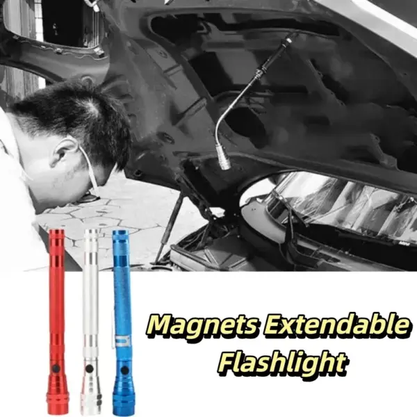 3 LEDs LED Antenna Light Telescopic Stretching Flexible Extensible Magnetic Pickup Tool 360 Degree Flexible Magnetized Head