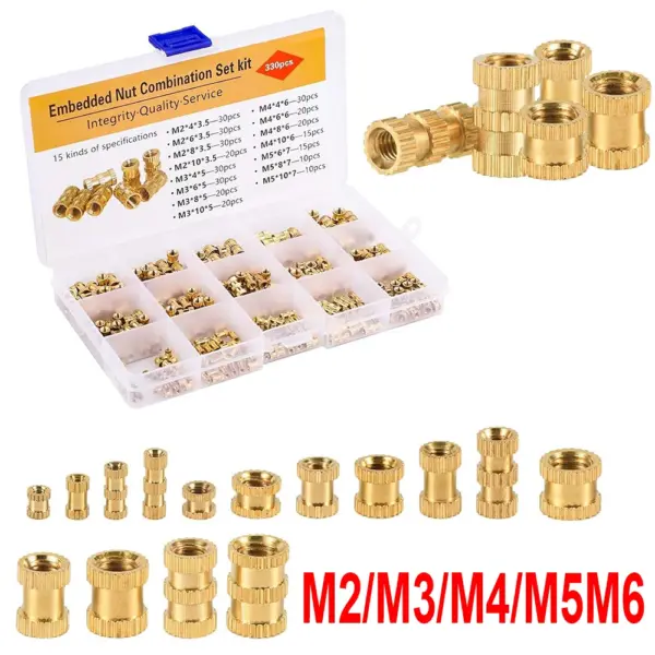 M2 M3 M4 M5 M6  Brass Heat Insert Nut Assortment Set Hot Melt Knurled Threaded Insert Embedment Copper Nut 3d Print Nutinsert