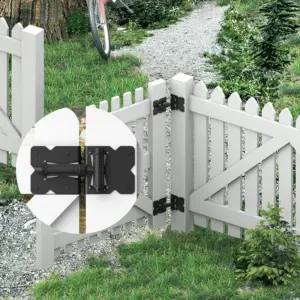 PVC Fence Gate Hinges and Latches, Heavy-Duty Vinyl Fence Hardware, Garden Gate Accessories for Yard & Railing