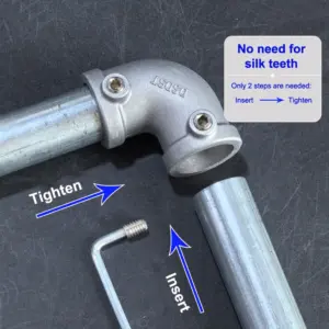 Stereo Pipe Connection Fastener Aluminum Alloy Elbow & Tee 20/25mm Flat Base Connector Steel Tube Shelf Assembly Fittings
