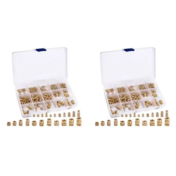 VEHO-680PCS M2 M2.5 M3 M 4 M 5 M6 Metric Knurled Nuts Assortment Set Threaded Insert Nuts Brass Heat Set For 3D Printing