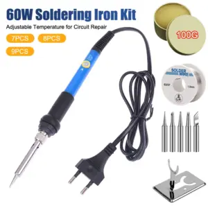 1/3/5/7/8/9Pcs Adjustable Temperature Electric Soldering Iron 220V 60W Welding Solder Rework Station Heat Pencil Tips RepairHot