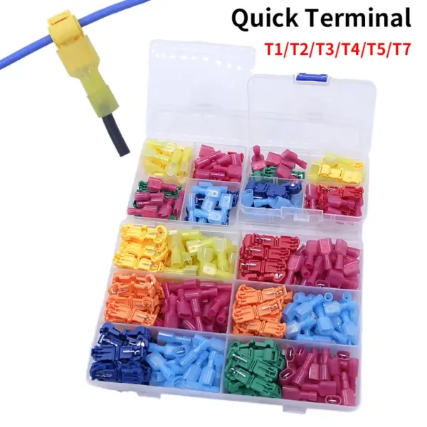 Wire Terminal Quick Wiring Clip T Type Stripping Free Main Line Branch Fast Crimp Connector Splice Set Terminals Assorted Kit