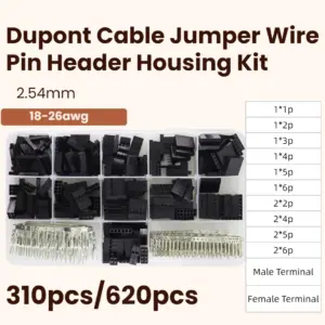 620Pcs/310pcs Dupont Connector 2.54mm, Dupont Cable Jumper Wire Pin Header Housing Kit, Male Crimp Pins+Female Pin Terminal Conn