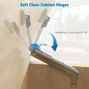 Heavy-Duty Adjustable Hinge with Free Stop Bracket Polished Metal Finish One Handed Operation for Safe Cabinet Door Support