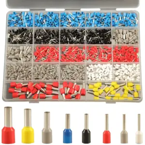 1200pcs AWG 22-7 Wire Ferrules Terminals Kit-8 Types Ferrule Connectors-Pin Terminal Assortment-Insulated Copper Crimp Connector