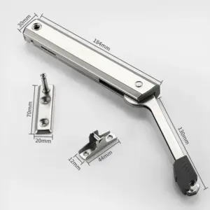 1pc Heavy-Duty Adjustable Hinge with Free-Stop Bracket Polished Metal Finish, One-Handed Operation for Safe Cabinet Door