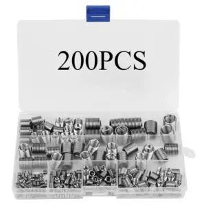 200pcs Helicoil Threaded Insert Wire Insert Kit M3 M4 M5 M6 M8 M10 M12 Stainless Steel Screw Sleeve Thread Recovery Set