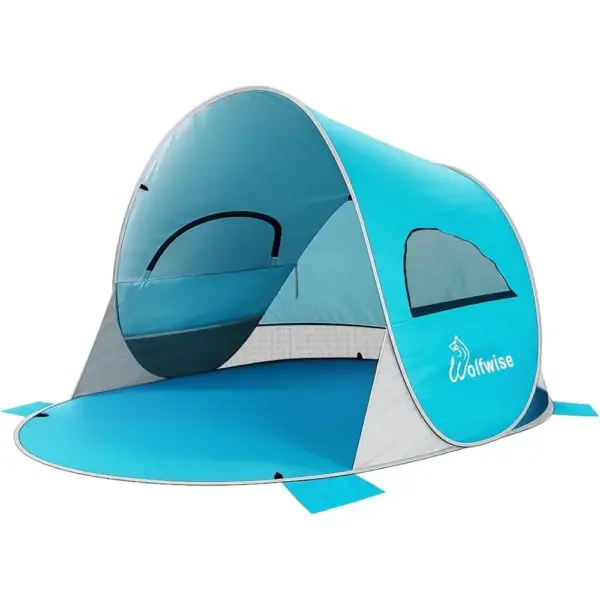 Quick Setup 3-Person Beach Tent with UPF 50+ Sun Protection, Portable and Foldable with Carry Bag, Blue