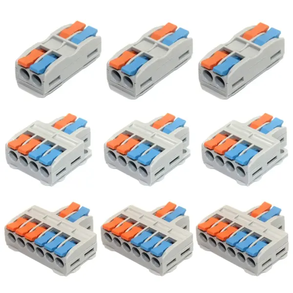 9pcs Wire Connectors Universal Compact Splitter Electrical Conductors Push-in Home Terminal Block Mini Fast Connector Kit