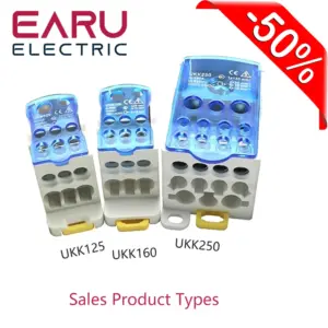 UKK  125A 160A 250A DIN Rail Terminal Block, Power Distribution Box, 1 In Multiple Out Wire Connector, Universal Junction Box