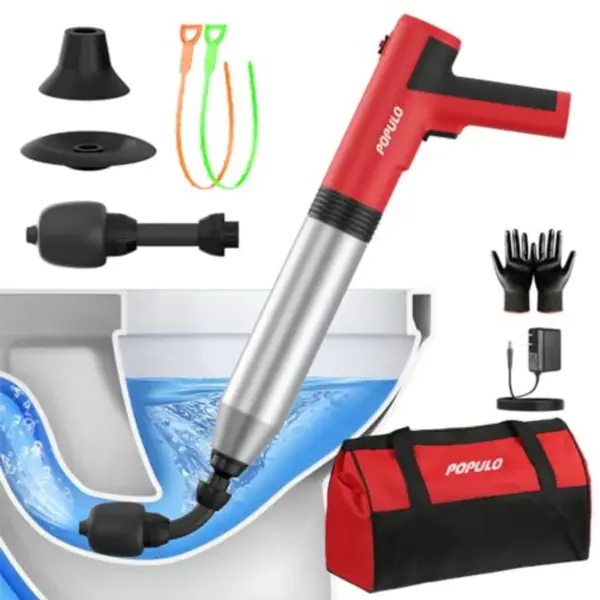 Electric Toilet Plunger High Pressure Drain Unclogger Plungers for Bathroom, Floors, Heavy Duty Versatile Home Toilet Unclogger