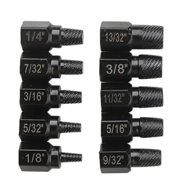 10Pcs Multi-Spline Screw Extractor Screw Extractor Kit Alloy Steel Damaged Screw Remover Set Easy Out Drill Bit Screws Bolt Stud