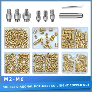 M2 M2.5 M3 M4 M5 M6 Heat Threaded Insert Nut Tool Soldering Iron Tip Set Brass Insert Nut for Plastic 3D Printing Assortment Kit