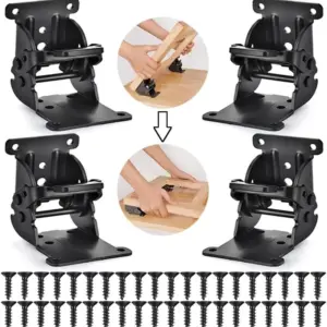 2 Pieces/4 Pieces 90 Degree Right Angle Thickeneded Self-Locking Foldableing Hinge Table Stool Foldableing Coffee Table Furnitur