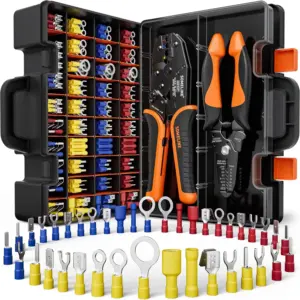 39-Size Insulated Ratcheting Crimping Tool Kit with Terminals for AWG 22-10 Electrical Connectors